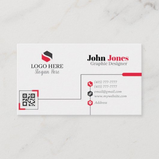 Zwart, Rood & Wit Visitekaartjes 15 Verpakking van (Voorkant)