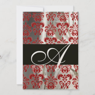 ZWART ROOD WIT ZIJDE DAMAST STOF MONOGRAM GOUD KAART