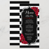 Zwart Rood Wit Zilver Menu Kaart (Voorkant / Achterkant)