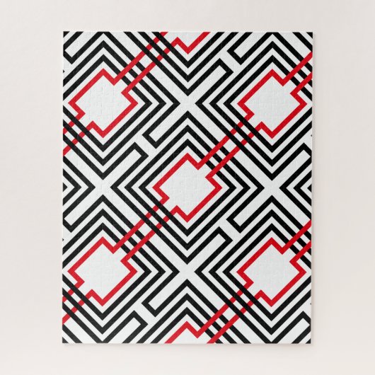 Zwart Rood & Witte Geometrisch Legpuzzel (Verticaal)
