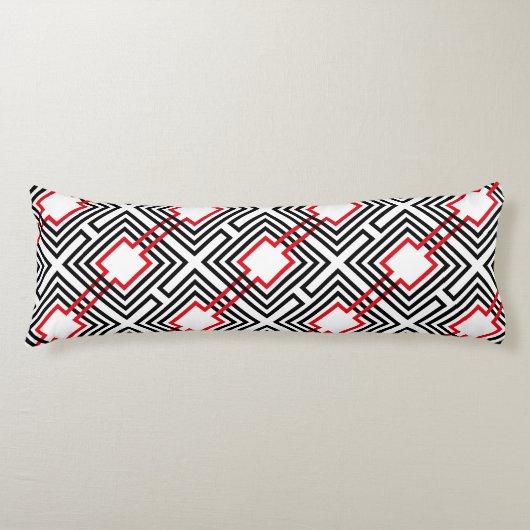 Zwart Rood & Witte Geometrisch Lichaamskussen (Voorkant)
