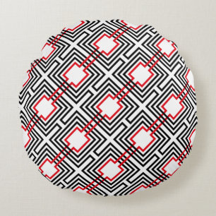 Zwart Rood & Witte Geometrisch Rond Kussen