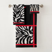 Zwart & Rood Zebra Print Handdoek Set (Insitu)