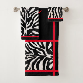 Zwart & Rood Zebra Print Handdoek Set