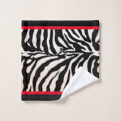 Zwart & Rood Zebra Print Handdoek Set (Wasdoekje)