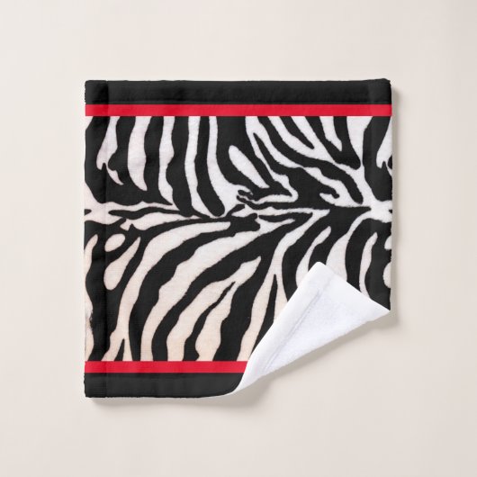 Zwart & Rood Zebra Print Handdoek Set (Wasdoekje)