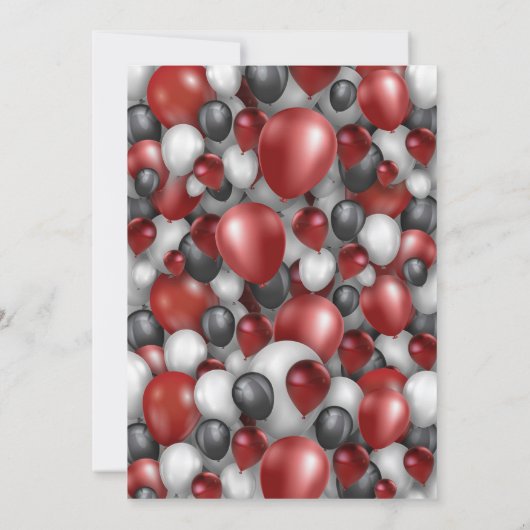 Zwart Rood Zilver & Wit 21e Verjaardag Uitnodiging (Achterkant)