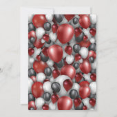 Zwart Rood Zilver & Wit 80e Verjaardag Uitnodiging (Achterkant)