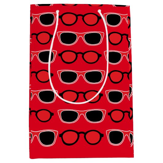 Zwart Rood Zonnebril Patroon Medium Cadeauzakje (Voorkant)
