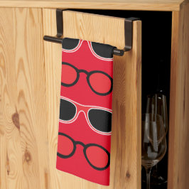 Zwart Rood Zonnebril Patroon Theedoek