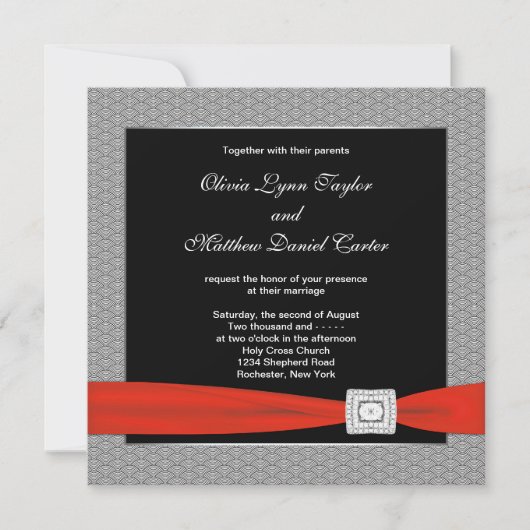 Zwart Rood Zwart Huwelijk Kaart (Voorkant)