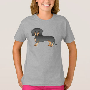 Zwart & Roodbruine Kortharige Dachshond Schattige T-shirt