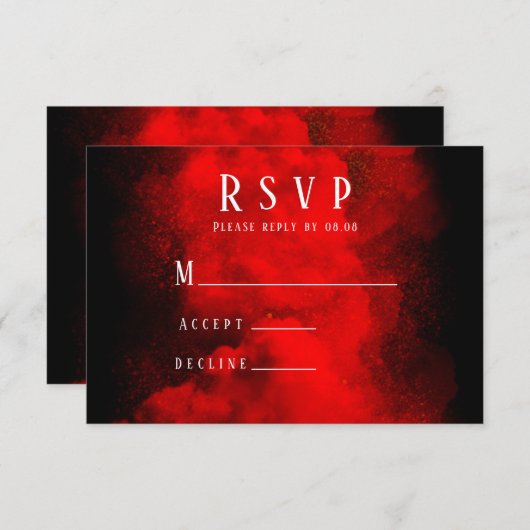 Zwart-roodrok Abstract RSVP Kaartje (Voorkant / Achterkant)