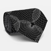 Zwart rook 000000 & zilver grijs "Spider Web" Stropdas (Opgerold)