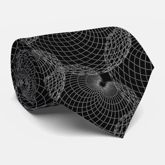 Zwart rook 000000 & zilver grijs "Spider Web" Stropdas (Opgerold)
