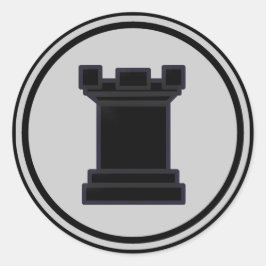 Zwart Rook schaakstuk Ronde Sticker