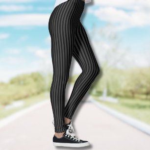 Zwart & Rookzwart Smal Verticaal Gestreept Leggings