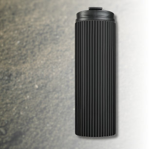 Zwart & Rookzwart smalle verticale strepen Thermosbeker