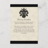 Zwart roomkleurige Fleur de Lis Damast Trouw- Informatiekaartje (Achterkant)