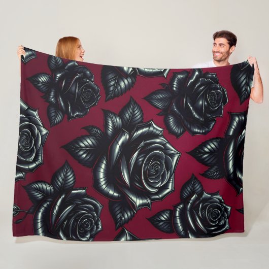 Zwart Roos 60x80 fleece deken (In situ)