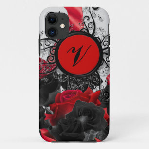 Zwart Roos - Aangepast monogram iPhone 11 Hoesje