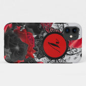Zwart Roos - Aangepast monogram Case-Mate iPhone Case (Achterkant (horizontaal))