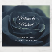 Zwart Roos Bloem Donker Gotische Vibe Bruiloft Sparkling Wijnetiket (Enkel label)