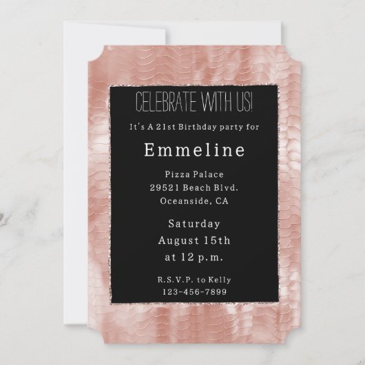 Zwart Roos Blush Pink Snake Kaart (Voorkant)