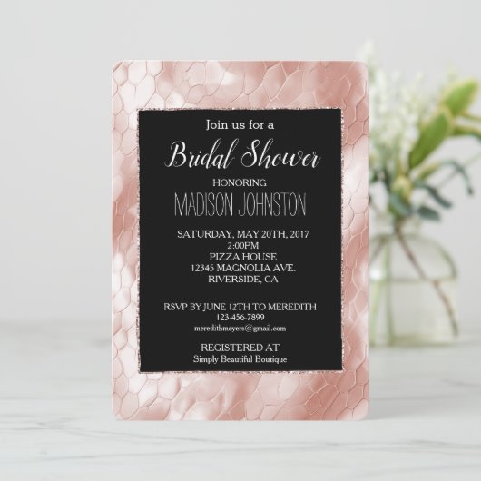 Zwart Roos Blush Roze Wit Snake Skin Kaart (Staand voorkant)