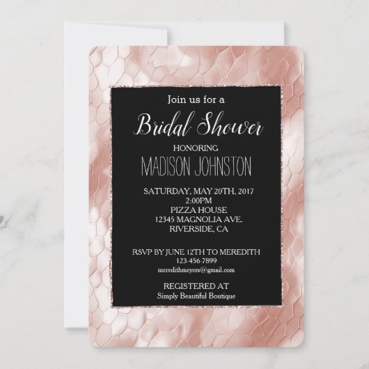 Zwart Roos Blush Roze Wit Snake Skin Kaart (Voorkant)