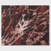 Zwart Roos Burgundy Red Glam Stone Marble Abstract Cadeaupapier (Vlak)