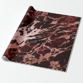 Zwart Roos Burgundy Red Glam Stone Marble Abstract Cadeaupapier (Uitgerold)