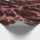 Zwart Roos Burgundy Red Glam Stone Marble Abstract Cadeaupapier (Hoek)