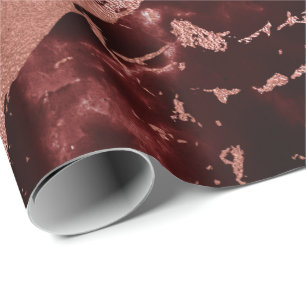 Zwart Roos Burgundy Red Glam Stone Marble Abstract Cadeaupapier