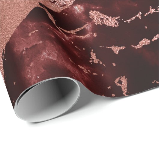Zwart Roos Burgundy Red Glam Stone Marble Abstract Cadeaupapier (Rol Hoek)