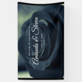 Zwart Roos Dark Gothic Flower Wedding Welkom Spandoek (Verticaal)