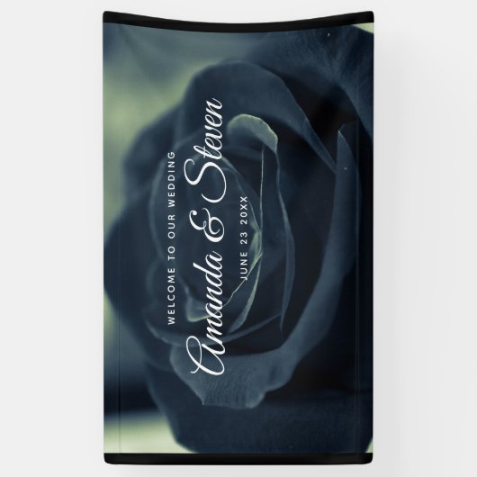 Zwart Roos Dark Gothic Flower Wedding Welkom Spandoek (Verticaal)