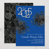 Zwart Roos Dark Gothic Graduation Party Blauw Kaart (Voorkant / Achterkant)