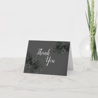 Zwart Roos Dark Gothic Graduation Party Grijs Bedankkaart