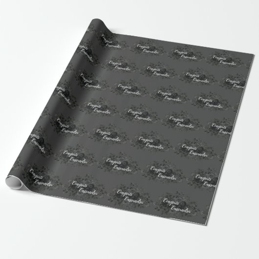 Zwart Roos Dark Gothic Graduation Party Grijs Cadeaupapier (Uitgerold)