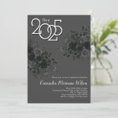 Zwart Roos Dark Gothic Graduation Party Grijs Kaart (Staand voorkant)