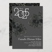 Zwart Roos Dark Gothic Graduation Party Grijs Kaart (Voorkant / Achterkant)