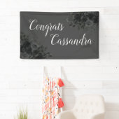 Zwart Roos Dark Gothic Graduation Party Grijs Spandoek (Insitu)