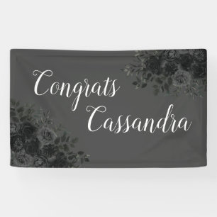 Zwart Roos Dark Gothic Graduation Party Grijs Spandoek