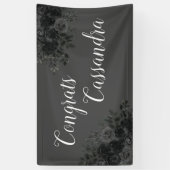 Zwart Roos Dark Gothic Graduation Party Grijs Spandoek (Verticaal)