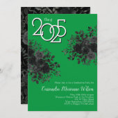 Zwart Roos Dark Gothic Graduation Party Groen Kaart (Voorkant / Achterkant)