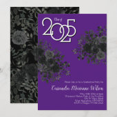 Zwart Roos Dark Gothic Graduation Party Paarse Kaart (Voorkant / Achterkant)