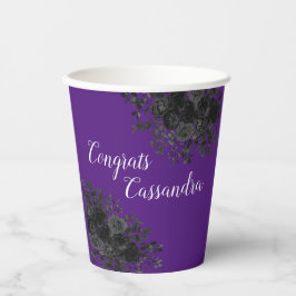 Zwart Roos Dark Gothic Graduation Party Paarse Papieren Bekers