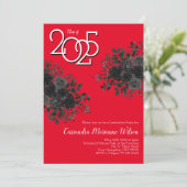 Zwart Roos Dark Gothic Graduation Party Rood Kaart (Staand voorkant)