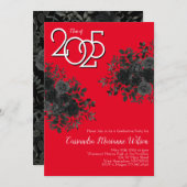 Zwart Roos Dark Gothic Graduation Party Rood Kaart (Voorkant / Achterkant)